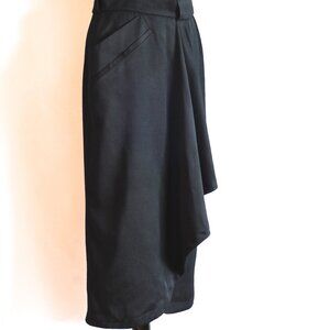 Byblos Black Wool Skirt With Draped Ruffle - Italy